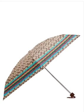 Coach UV Protection Mini Umbrella In Signature Stripe Print